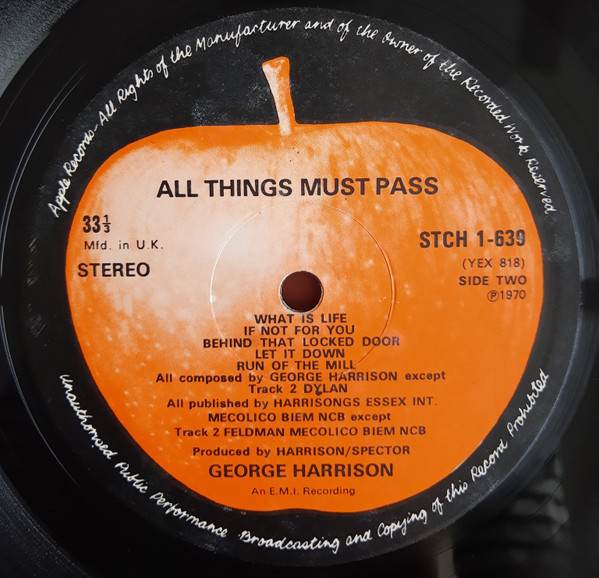 George Harrison - All Things Must Pass | Apple Records (STCH 639) - 4
