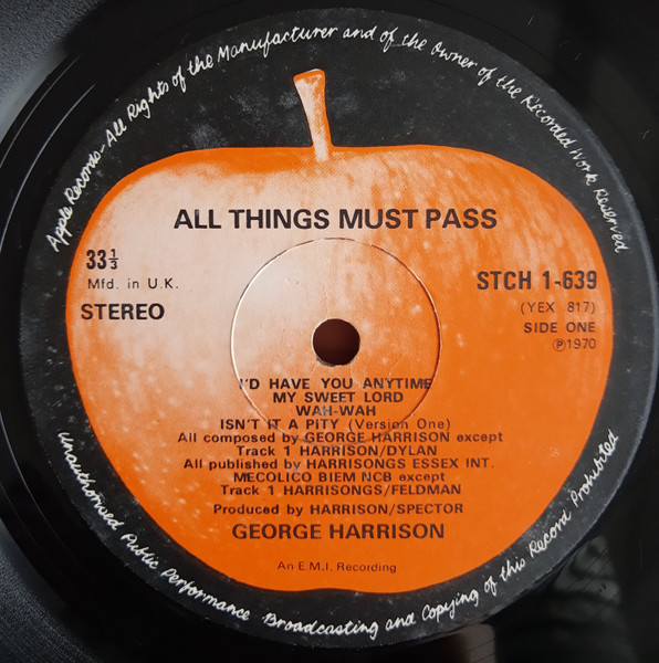George Harrison - All Things Must Pass | Apple Records (STCH 639) - 3
