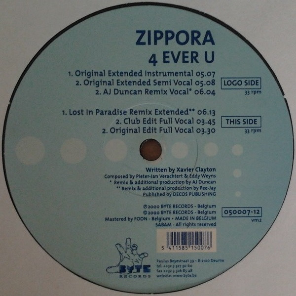 Zippora - 4 Ever U | Byte Records (BYTE 050007-12)