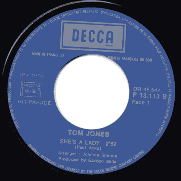 Tom Jones - She's A Lady / My Way | Decca (F 13.113) - 4