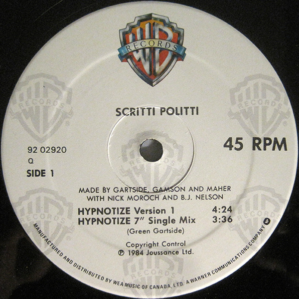 Scritti Politti - Hypnotize | Warner Bros. Records (92 02920) - 3 Scritti Politti - Hypnotize | Warner Bros. Records (92 02920) - 3