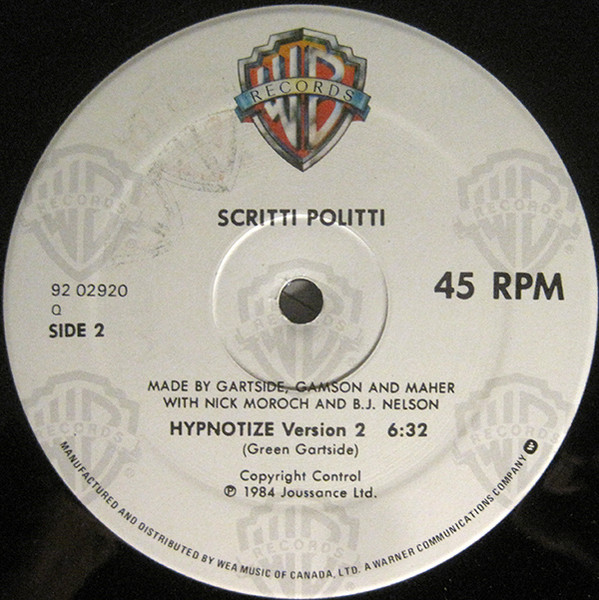 Scritti Politti - Hypnotize | Warner Bros. Records (92 02920) - 4 Scritti Politti - Hypnotize | Warner Bros. Records (92 02920) - 4