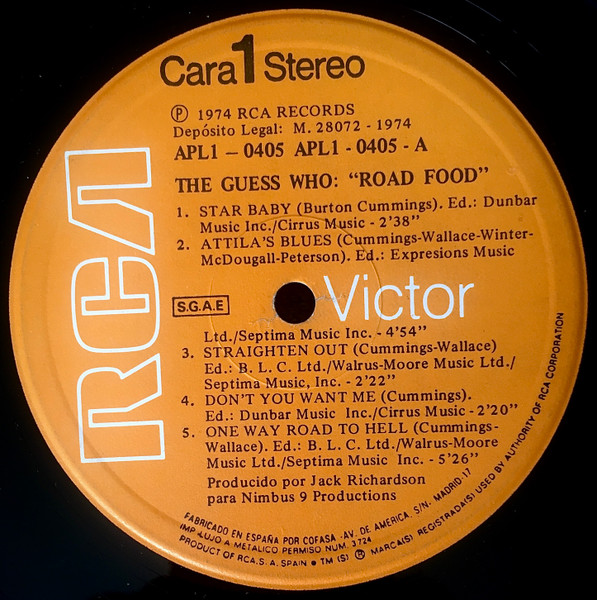 The Guess Who - Road Food | RCA Victor (APL1-0405) - 3
