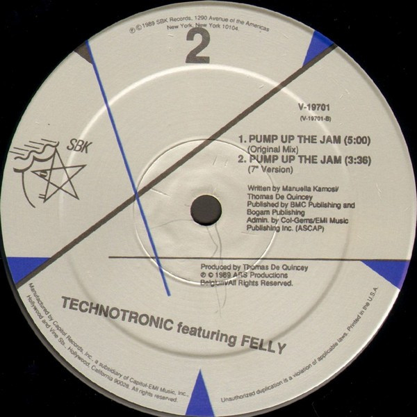 Technotronic Featuring Felly - Pump Up The Jam | SBK Records (V-19701) - 4 Technotronic Featuring Felly - Pump Up The Jam | SBK Records (V-19701) - 4
