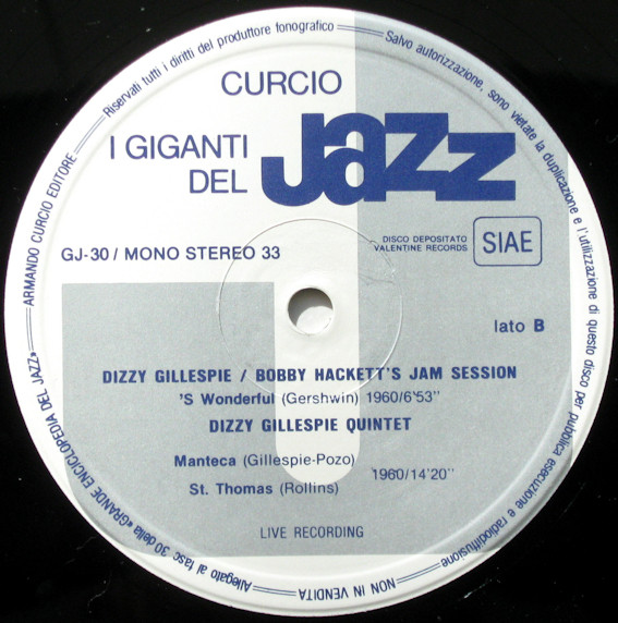 Dizzy Gillespie , Gerry Mulligan - I Giganti Del Jazz Vol. 30 | Curcio (GJ-30) - 2