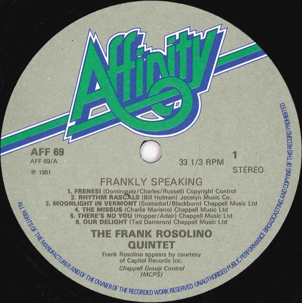 Frank Rosolino Quintet - Frankly Speaking | Affinity (AFF 69) - 3