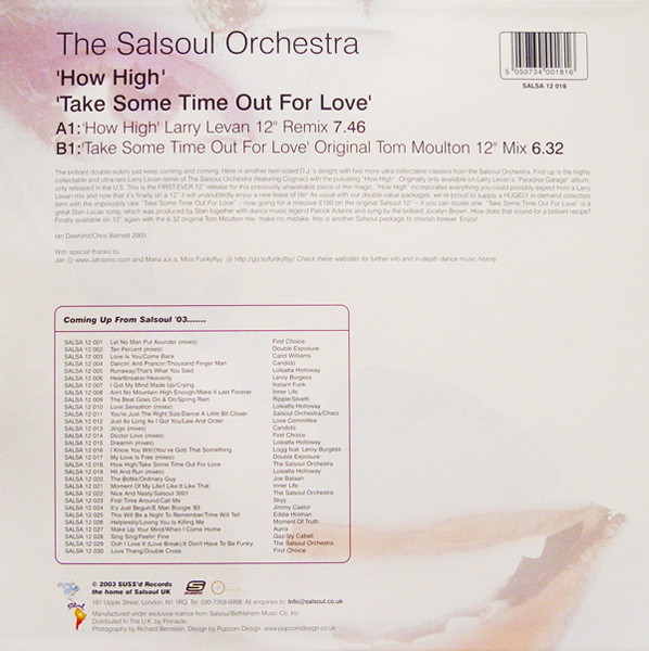 The Salsoul Orchestra - How High / Take Some Time Out For Love | Suss'd Records (SALSA 12 018) - 4 The Salsoul Orchestra - How High / Take Some Time Out For Love | Suss'd Records (SALSA 12 018) - 4