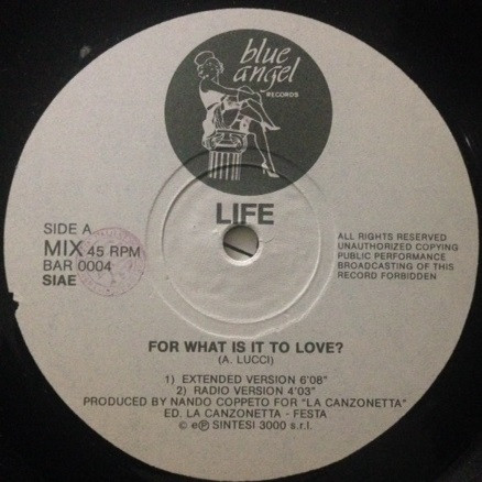 Life - For What Is It To Love? | Blue Angel (BAR 0004) - 2 Life - For What Is It To Love? | Blue Angel (BAR 0004) - 2