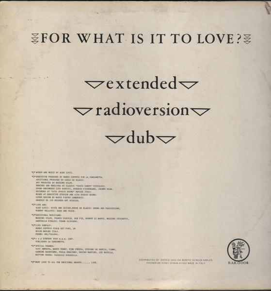 Life - For What Is It To Love? | Blue Angel (BAR 0004) - 4 Life - For What Is It To Love? | Blue Angel (BAR 0004) - 4