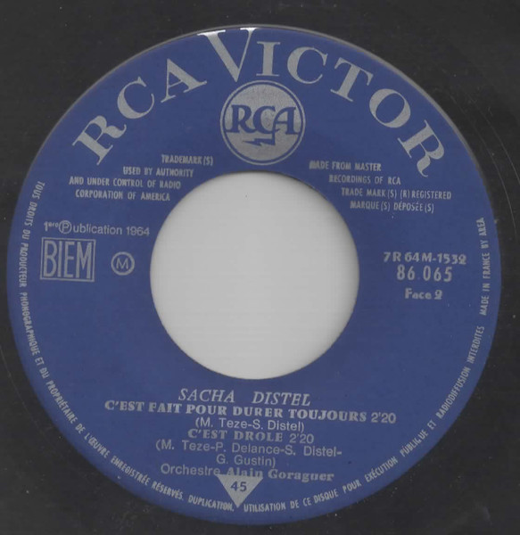 Sacha Distel - Je Sais Que Je T'aime | RCA Victor (86.065) - 4