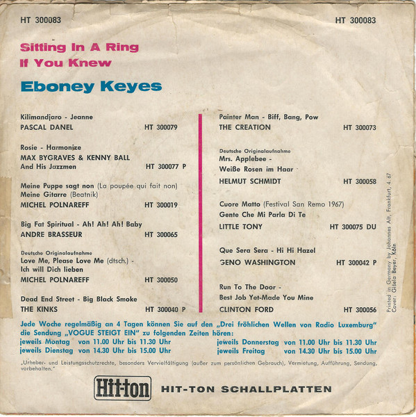 Ebony Keyes - Sitting In A Ring | Pye Records (HT 300083 P) - 2