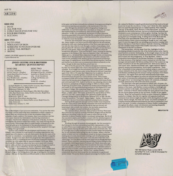 Jimmy Giuffre - Four Brothers | Affinity (AFF 70) - 2