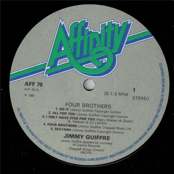 Jimmy Giuffre - Four Brothers | Affinity (AFF 70) - 3