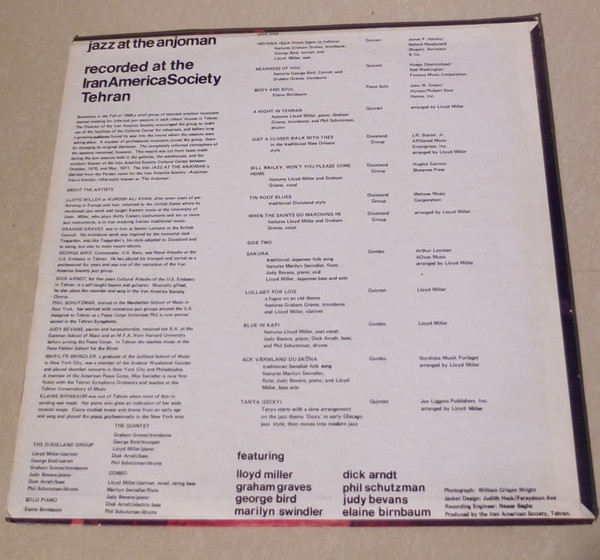 Various - Jazz At The Anjoman - Recorded At The Iran America Society Tehran | Not On Label (LP-1071) - 2 Various - Jazz At The Anjoman - Recorded At The Iran America Society Tehran | Not On Label (LP-1071) - 2