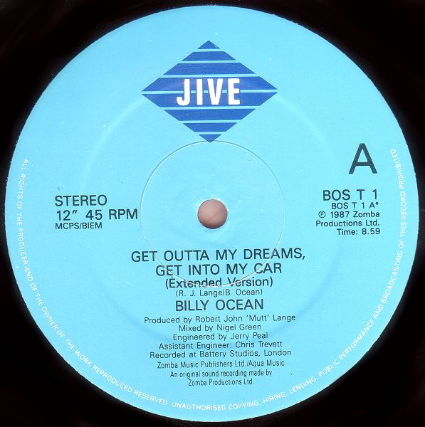 Billy Ocean - Get Outta My Dreams, Get Into My Car | Jive (BOS T 1) - 3