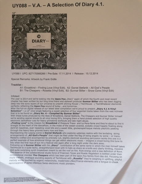 Various - A Selection Of Diary N°4.1 | Upon.You (UY088) - 2