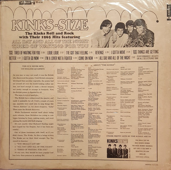 The Kinks - Kinks-Size | Reprise Records (RS 6158) - 2 The Kinks - Kinks-Size | Reprise Records (RS 6158) - 2