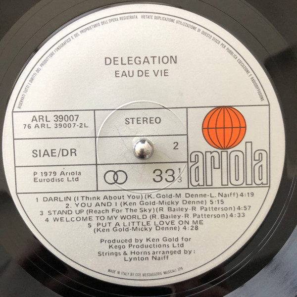 Delegation - Eau De Vie | Ariola (ARL 39007) - 2