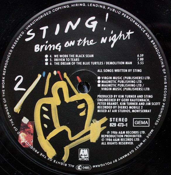 Sting - Bring On The Night | A&M Records (396705-1) - 3