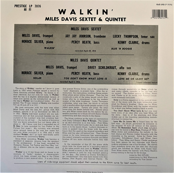 Miles Davis All Stars - Walkin' | Original Jazz Classics (OJC-213)
