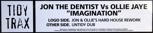 Jon The Dentist & Ollie Jaye - Imagination | Tidy Trax (TIDY126T) - 4