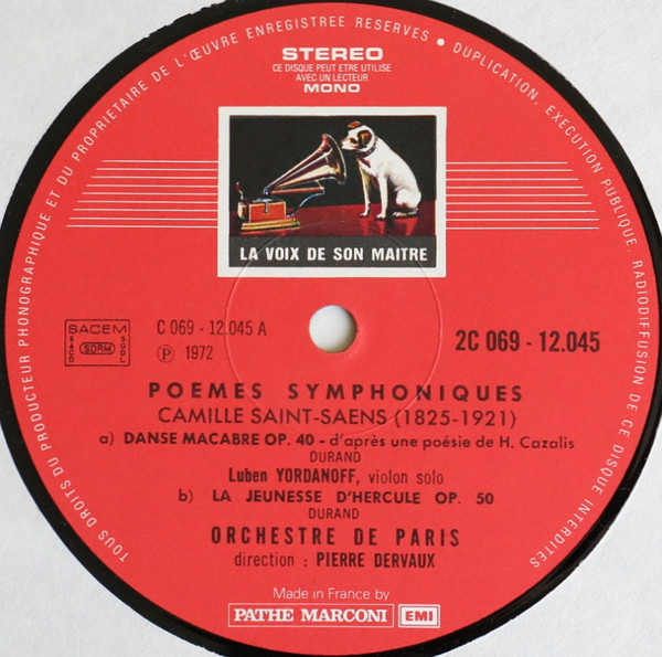 Camille Saint-Saëns , Orchestre De Paris , Dir. Pierre Dervaux - Danse Macabre - La Jeunesse D'Hercule - Phaéton - Le Rouet D'Omphale | La Voix De Son Maître (2C 069-12045) - 3