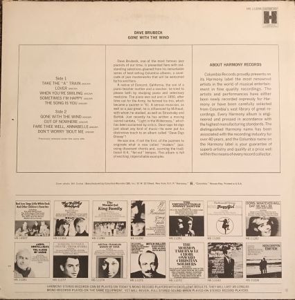 Dave Brubeck - Gone With The Wind | Harmony (HS 11336) - 2