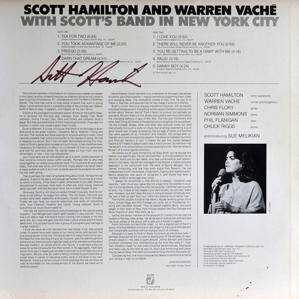 Scott Hamilton And Warren Vaché - Scott Hamilton And Warren Vaché With Scott's Band In New York City | Concord Jazz (CJ-70) - 2 Scott Hamilton And Warren Vaché - Scott Hamilton And Warren Vaché With Scott's Band In New York City | Concord Jazz (CJ-70) - 2