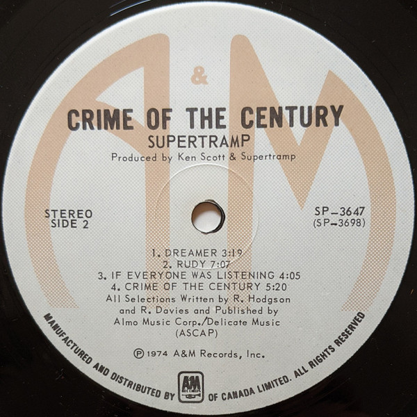 Supertramp - Crime Of The Century | A&M Records (SP-3647) - 4
