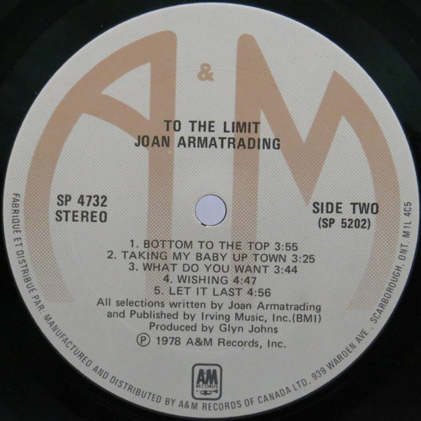 Joan Armatrading - To The Limit | A&M Records (SP-4732) - 3