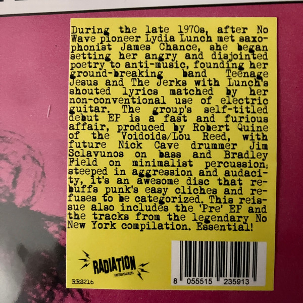Teenage Jesus And The Jerks - Teenage Jesus And The Jerks | Radiation Reissues (RRS216) - 3 Teenage Jesus And The Jerks - Teenage Jesus And The Jerks | Radiation Reissues (RRS216) - 3