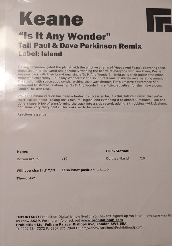Keane - Is It Any Wonder? | Island Records (170-525-8)