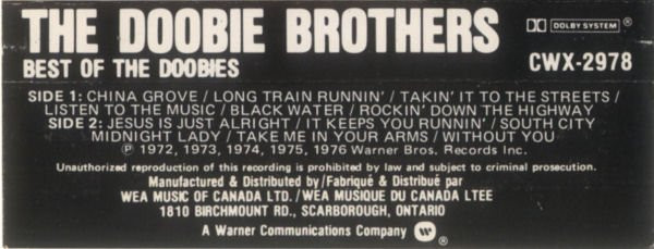 The Doobie Brothers - Best Of The Doobies | Warner Bros. Records (CWX-2978) - 2