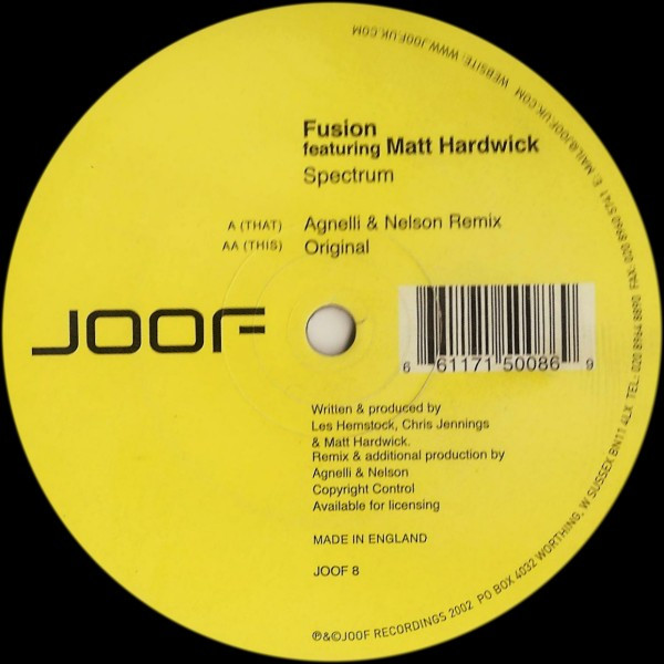 Fusion Featuring Matt Hardwick - Spectrum | Joof Recordings (JOOF 8)