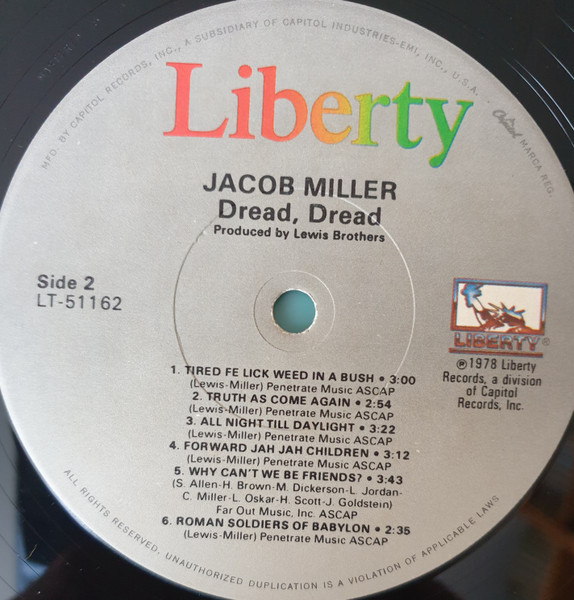 Jacob Miller - Dread, Dread | Liberty (LT-51162) - 4 Jacob Miller - Dread, Dread | Liberty (LT-51162) - 4