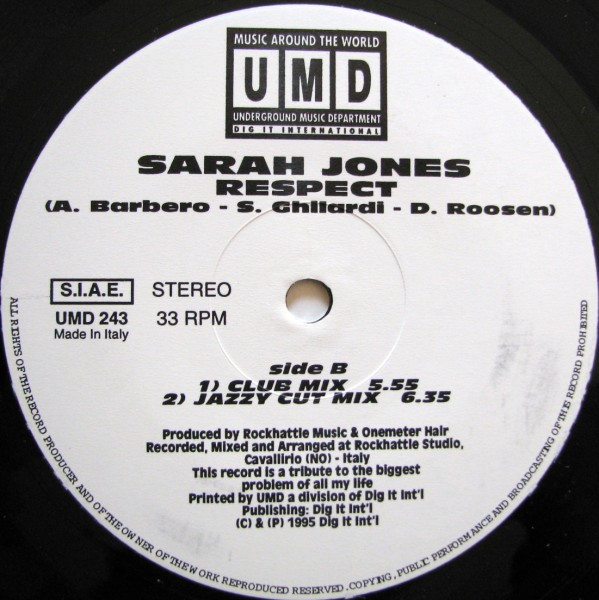 Sarah Jones - Respect | Underground Music Department (UMD) (UMD 243)