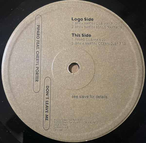 Riccardo Piparo Feat. Cheryl Porter - Don't Leave Me | Ocean Trax (OCN 042) - 3 Riccardo Piparo Feat. Cheryl Porter - Don't Leave Me | Ocean Trax (OCN 042) - 3