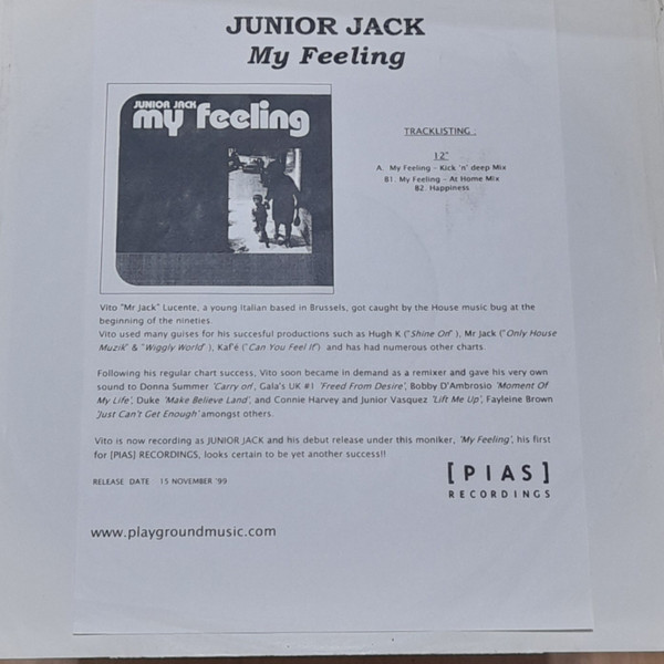 Junior Jack - My Feeling | [PIAS] Recordings (PIASB 012 T)