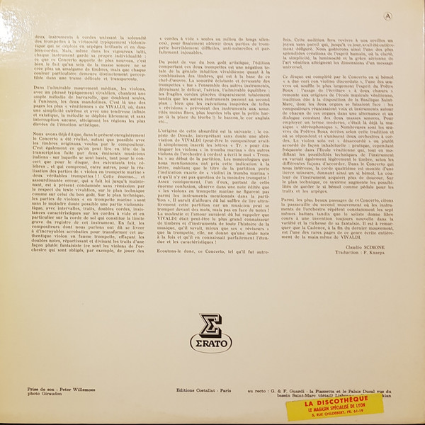 Antonio Vivaldi , Claudio Scimone , I Solisti Veneti - Les Concertos Pour Mandolines / Concerto Pour Violon Discordato | Erato (STU 70545) - 2