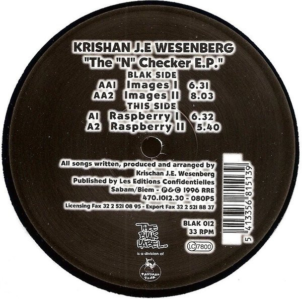 Krischan Jan-Eric Wesenberg - The "N" Checker E.P. | Thee Blak Label (BLAK 012)