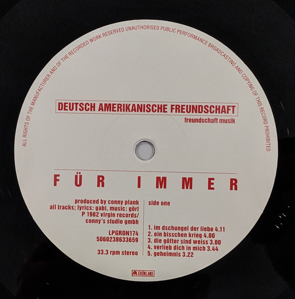 Deutsch Amerikanische Freundschaft - Für Immer | Grönland Records (LPGRON174) - 3