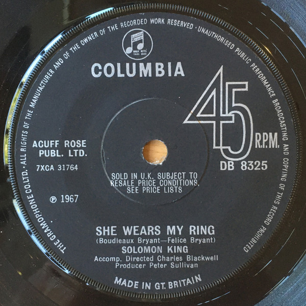 Solomon King - She Wears My Ring | Columbia (DB 8325) Solomon King - She Wears My Ring | Columbia (DB 8325)