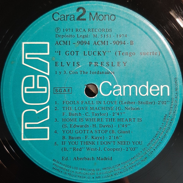 Elvis Presley - I Got Lucky = Tengo Suerte | RCA Camden (ACM1-9094) - 4