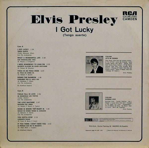 Elvis Presley - I Got Lucky = Tengo Suerte | RCA Camden (ACM1-9094) - 2