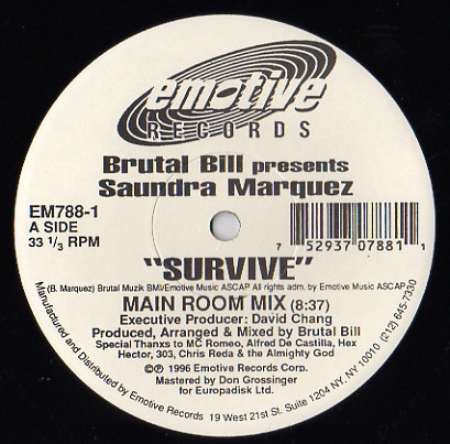 Brutal Bill Presents Saundra Marquez - Survive | Emotive Records (EM788-1) - main