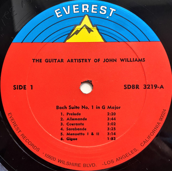 John Williams , Johann Sebastian Bach , Johann Sebastian Bach - The Guitar Artistry Of John Williams: Bach Suites No. 1 In G Major · Suite No. 3 In C Major | Everest (Everest 3219) - 3 John Williams , Johann Sebastian Bach , Johann Sebastian Bach - The Guitar Artistry Of John Williams: Bach Suites No. 1 In G Major · Suite No. 3 In C Major | Everest (Everest 3219) - 3