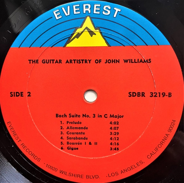 John Williams , Johann Sebastian Bach , Johann Sebastian Bach - The Guitar Artistry Of John Williams: Bach Suites No. 1 In G Major · Suite No. 3 In C Major | Everest (Everest 3219) - 4 John Williams , Johann Sebastian Bach , Johann Sebastian Bach - The Guitar Artistry Of John Williams: Bach Suites No. 1 In G Major · Suite No. 3 In C Major | Everest (Everest 3219) - 4