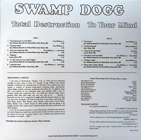 Swamp Dogg - Total Destruction To Your Mind | Alive Records (0141) - 3 Swamp Dogg - Total Destruction To Your Mind | Alive Records (0141) - 3