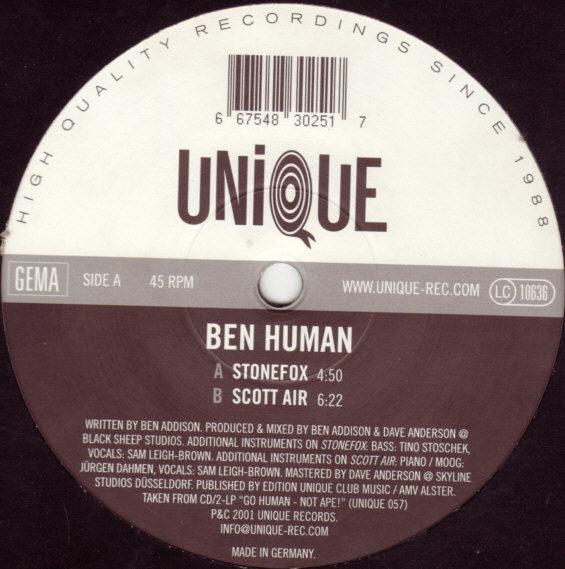 Ben Human - Stonefox / Scott Air | Unique (UNIQUE 058)