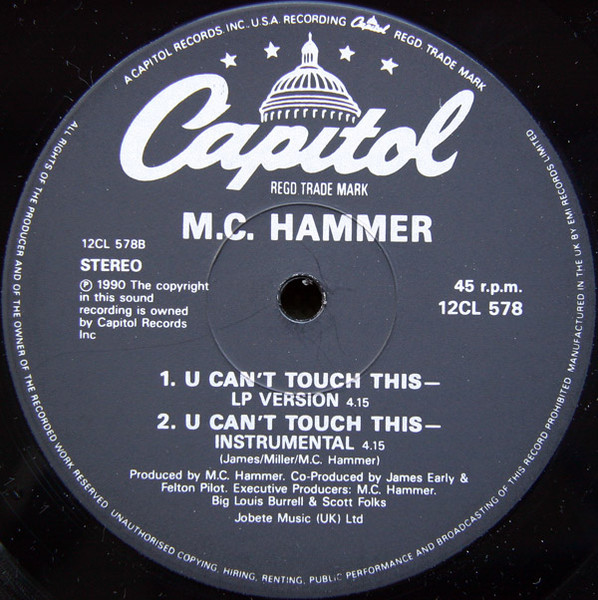 MC Hammer - U Can't Touch This | Capitol Records (12CL 578) - 4